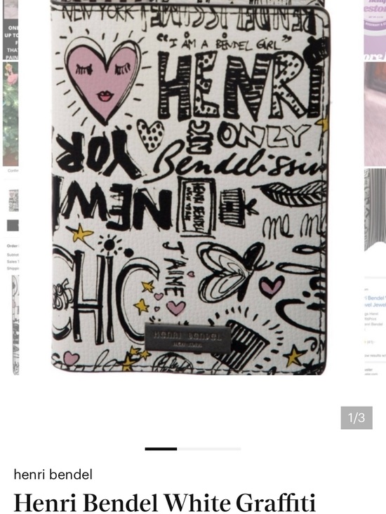 henri bendel Accessories - Henri Bendel White Graffiti Passport Cover with Pink and Yellow Accents